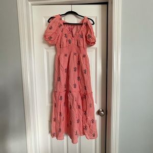 Betsey Johnson Embroidered Floral Midi Dress - Size Medium